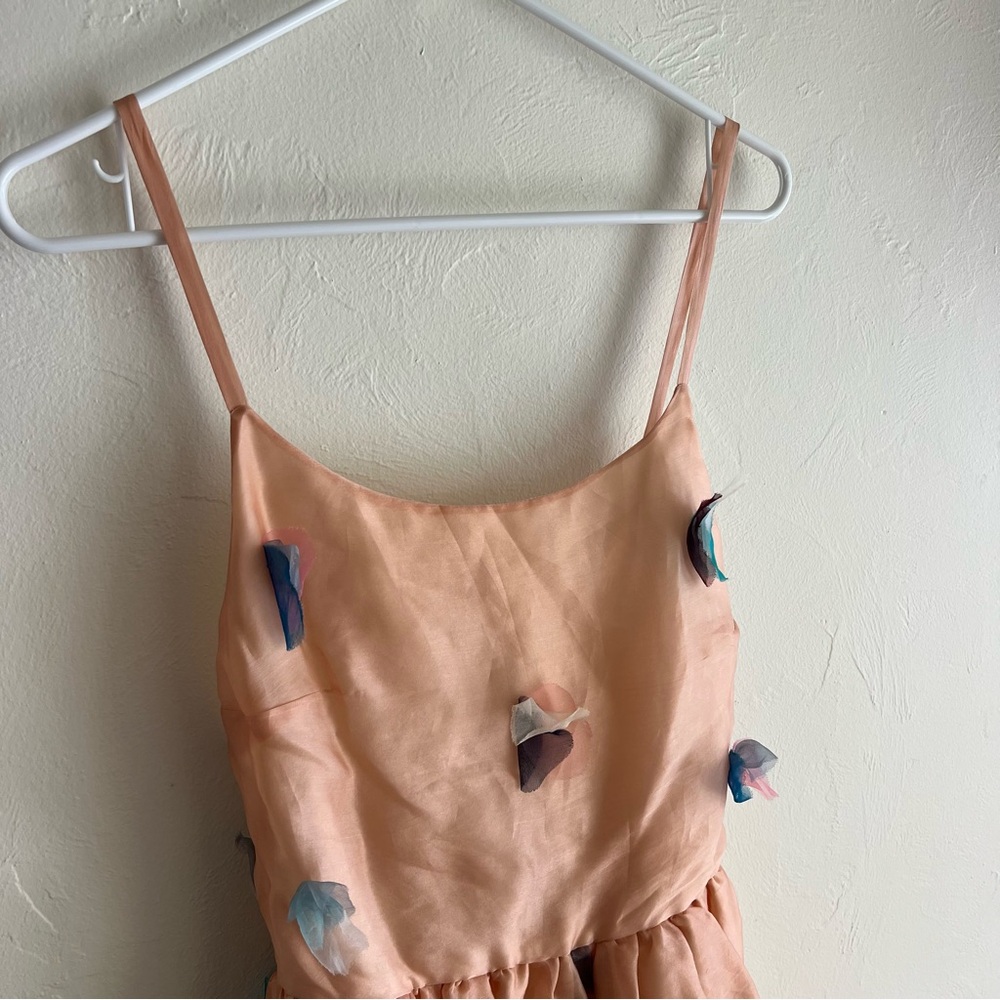 Rachel Antonoff Peach Dress 3D Petal Floral Sheer Pastel Designer 2015 Line 8 - Picture 3 of 9